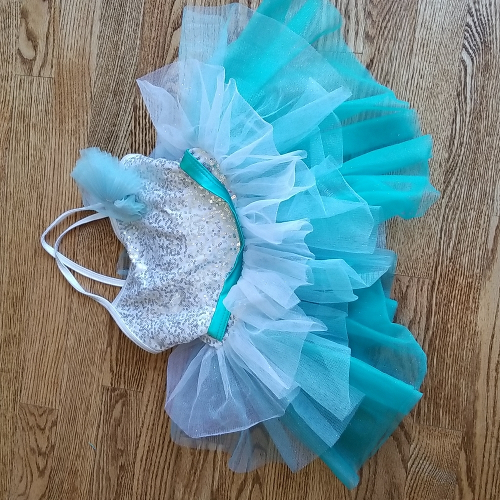 (2t) Weissman Toddler Girl's Turquoise and White Dance Dress ❤ Super Cute